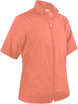 Monterey Club Women's Microfiber Water Repellent Shell Full Zip Wing Collar Without Lining Short Sleeve Windbreaker #4702