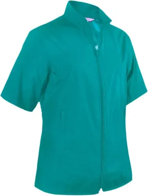 Monterey Club Women's Microfiber Water Repellent Shell Full Zip Wing Collar Without Lining Short Sleeve Windbreaker #4702