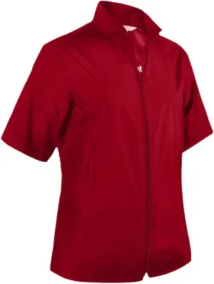 Monterey Club Women's Microfiber Water Repellent Shell Full Zip Wing Collar Without Lining Short Sleeve Windbreaker #4702