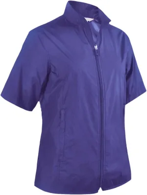 Monterey Club Women's Microfiber Water Repellent Shell Full Zip Wing Collar Without Lining Short Sleeve Windbreaker #4702
