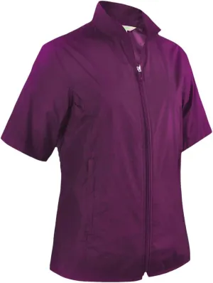 Monterey Club Women's Microfiber Water Repellent Shell Full Zip Wing Collar Without Lining Short Sleeve Windbreaker #4702