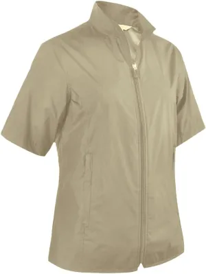 Monterey Club Women's Microfiber Water Repellent Shell Full Zip Wing Collar Without Lining Short Sleeve Windbreaker #4702