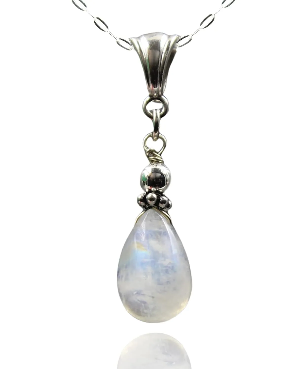 Moonstone Necklace Sterling Silver 925, June Birthstone Jewelry, Gemstone Teardrop Pendant, Jewelry Gift For