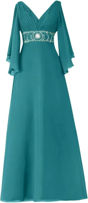Mother of The Bride Dress Glitter Retract Waist Chiffon Ball Gowns Wedding Evening Dresses Formal