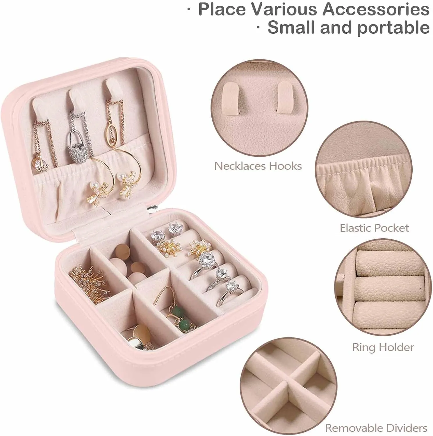 MyPupSocks Personalized Travel Jewelry Organizer Box for Girls, Custom Name Logo Jewelry Case for Women, Customized Jewelry Organizer Earring Holder for Bridesmaid Her Wedding Anniversary