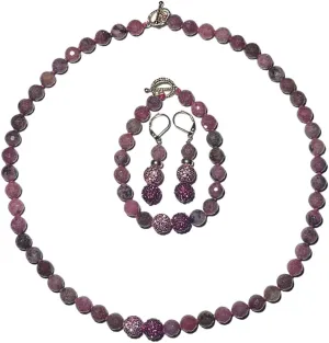 Natural Gemstone Handmade Bead Jewelry Set for Women Necklace Earring and Bracelet Set Boho Collar Jewelry Dangle Earrings Clasp Metal Fashion Jewelry Set