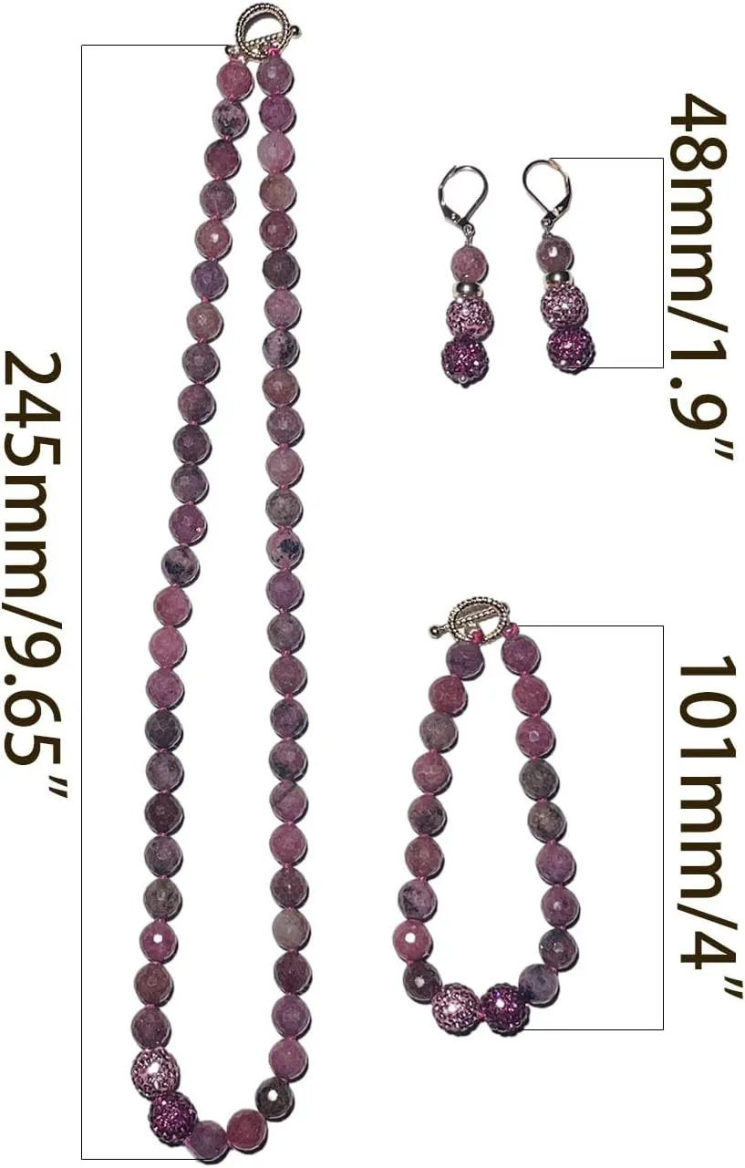 Natural Gemstone Handmade Bead Jewelry Set for Women Necklace Earring and Bracelet Set Boho Collar Jewelry Dangle Earrings Clasp Metal Fashion Jewelry Set