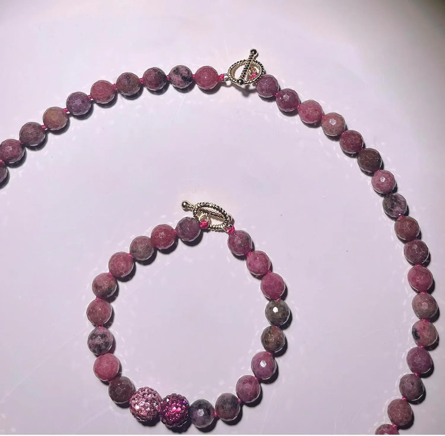 Natural Gemstone Handmade Bead Jewelry Set for Women Necklace Earring and Bracelet Set Boho Collar Jewelry Dangle Earrings Clasp Metal Fashion Jewelry Set