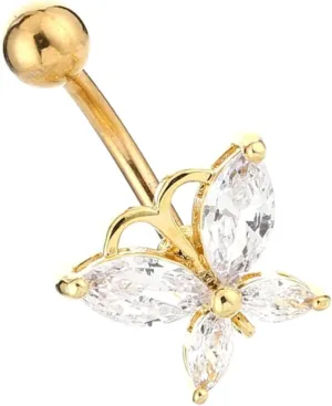 Navel Nails Belly Button Jewelry Bellybuttons Ring Navel Rings for Women Body Jewelry Belly Button Piercing Navel Rings Navel Piercings Jewelry Golden Stainless Steel