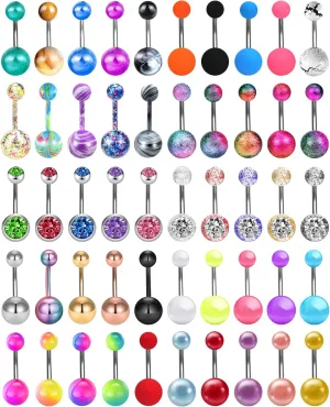 ONESING 14G Belly Button Ring Belly Rings for Women Belly Piercing Jewelry Belly Barbells Navel Rings Navel Piercing Jewelry Stainless Steel Jewelry Silver Ring