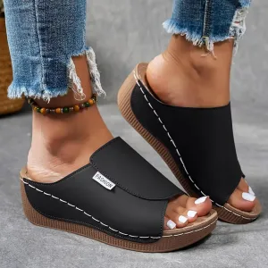 Orthopedic Platform Wedge Sandals for Women Summer Dressy 2025 Comfortable Arch Support Slides Breathable Orthotic Wedges Slip on Casual Sandal