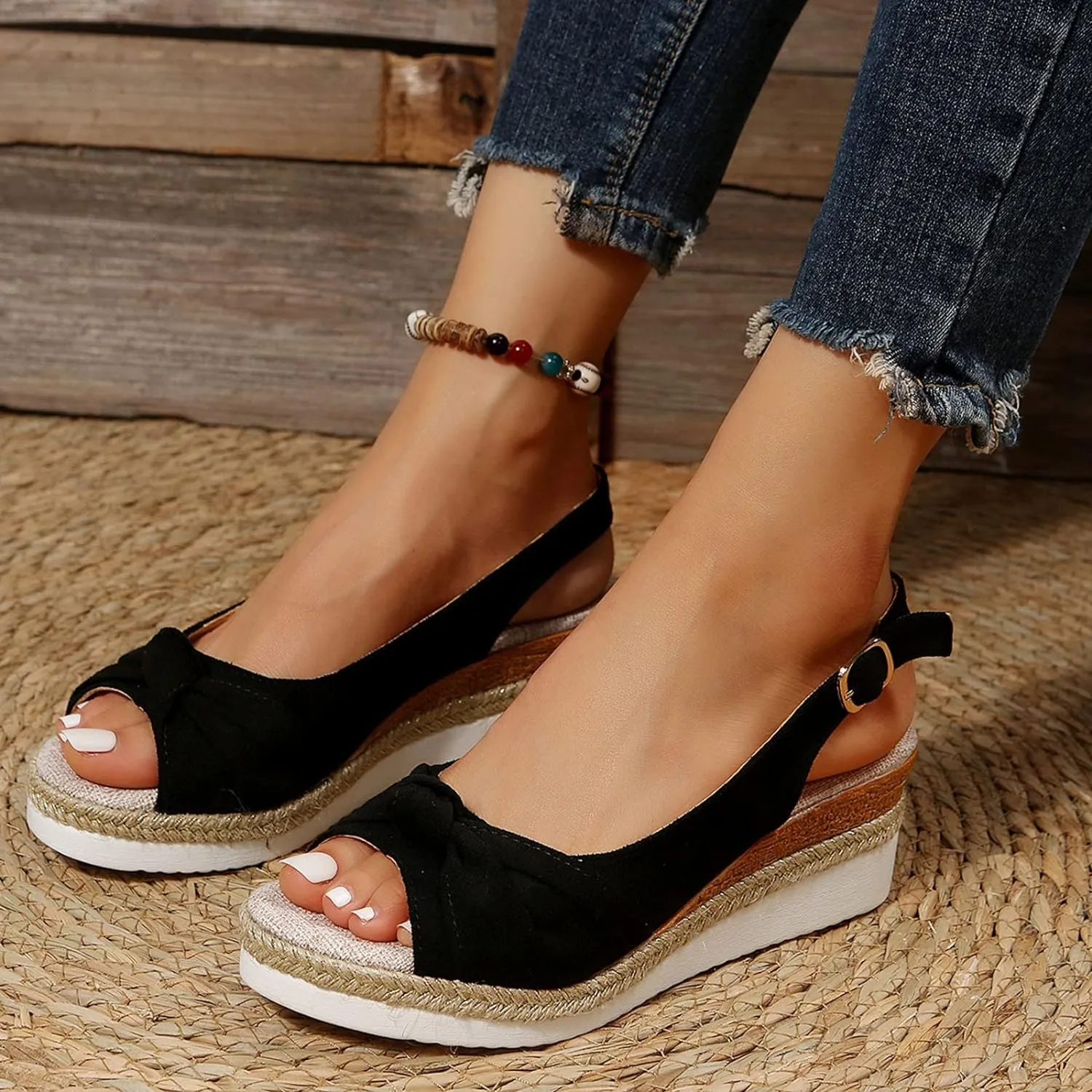 Orthopedic Platform Wedge Sandals for Women Summer Dressy 2025,Wedges Heels Walking Arch Support Open Toe Ankle Strap Casual Slip on Comfortable