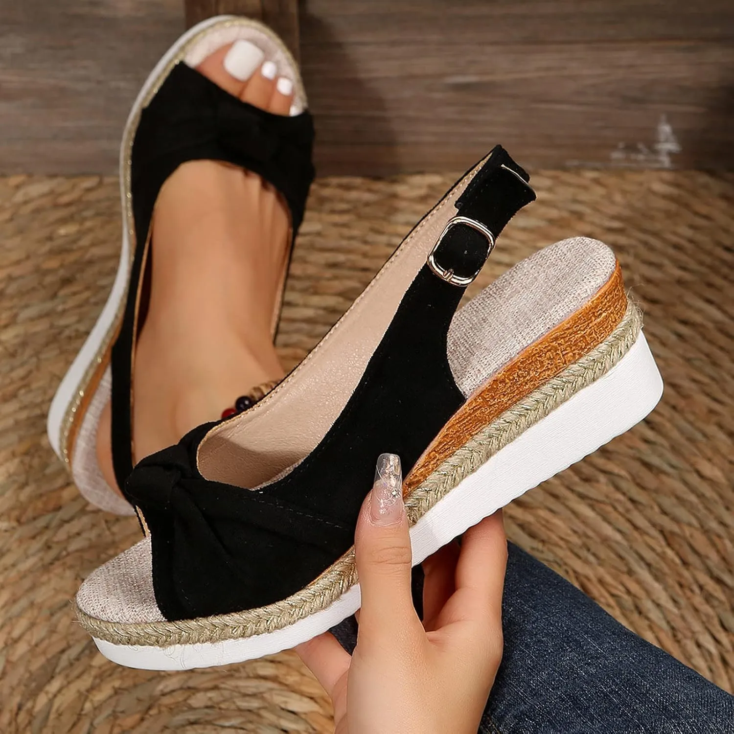 Orthopedic Platform Wedge Sandals for Women Summer Dressy 2025,Wedges Heels Walking Arch Support Open Toe Ankle Strap Casual Slip on Comfortable