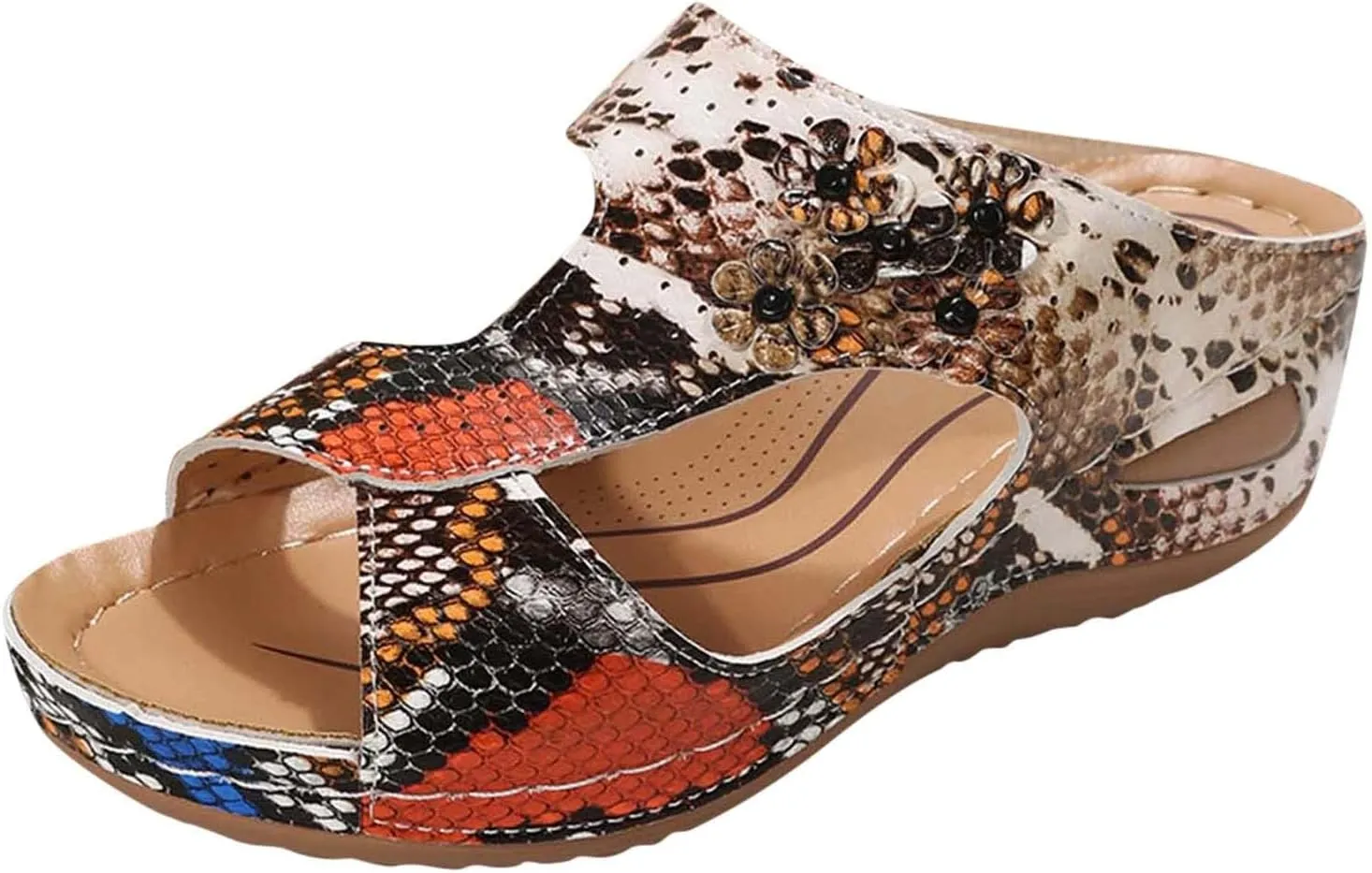 Orthopedic Sandals for Women Arch Support Sandals Women's Summer Hollow Out Flower Breathable Shoes, Platform Walking Sandal Fashion Cross Strap Open Toe Slippers