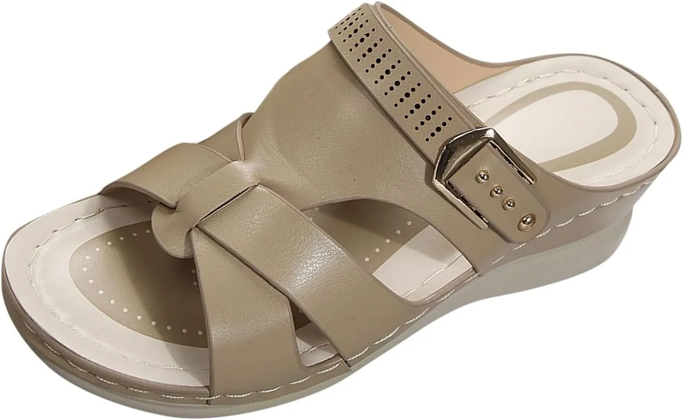 Orthopedic Sandals for Women Comfort Arch Support Wedges Flip Flops 2025 Summer Slip on Dressy Casual Buckle Slides