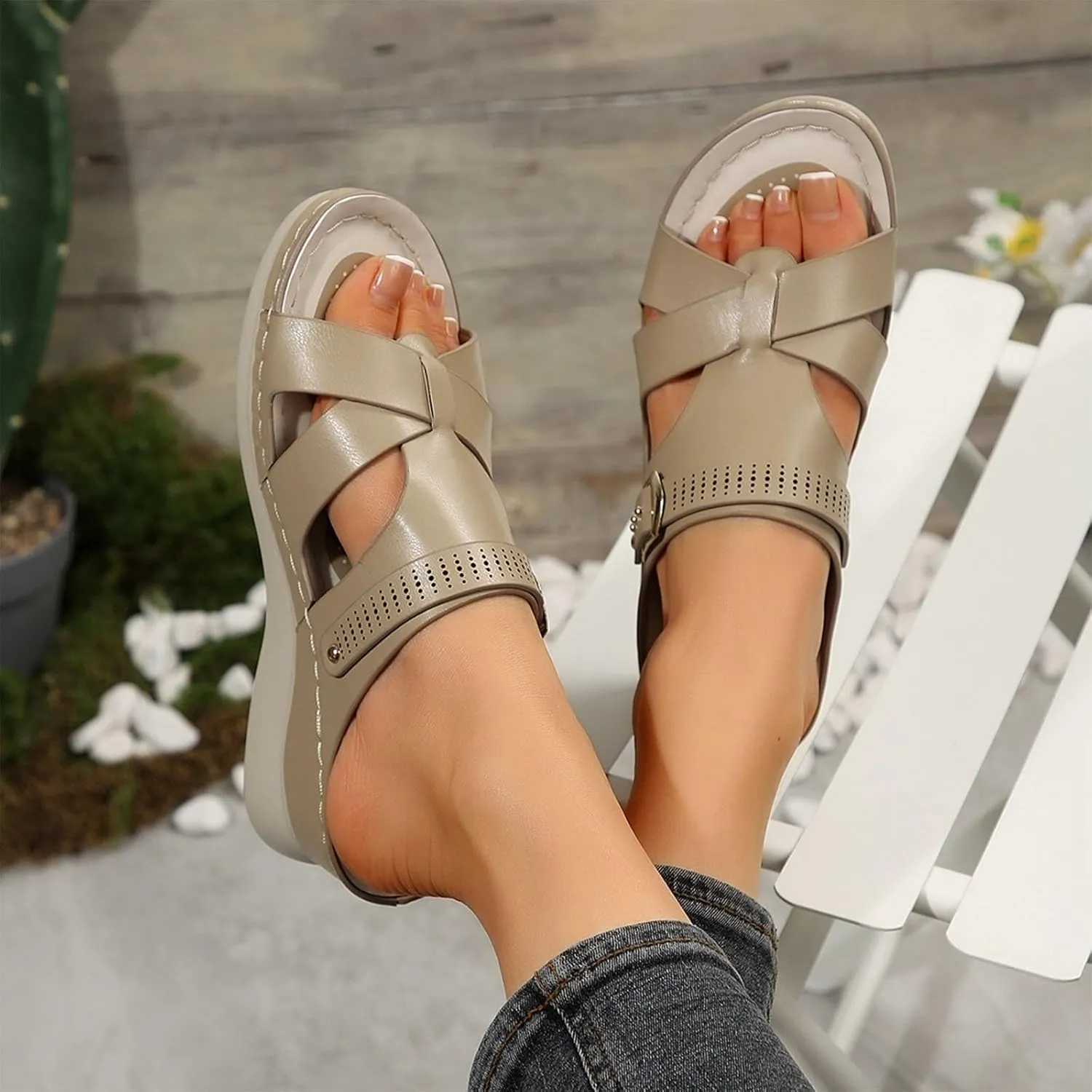 Orthopedic Sandals for Women Comfort Arch Support Wedges Flip Flops 2025 Summer Slip on Dressy Casual Buckle Slides
