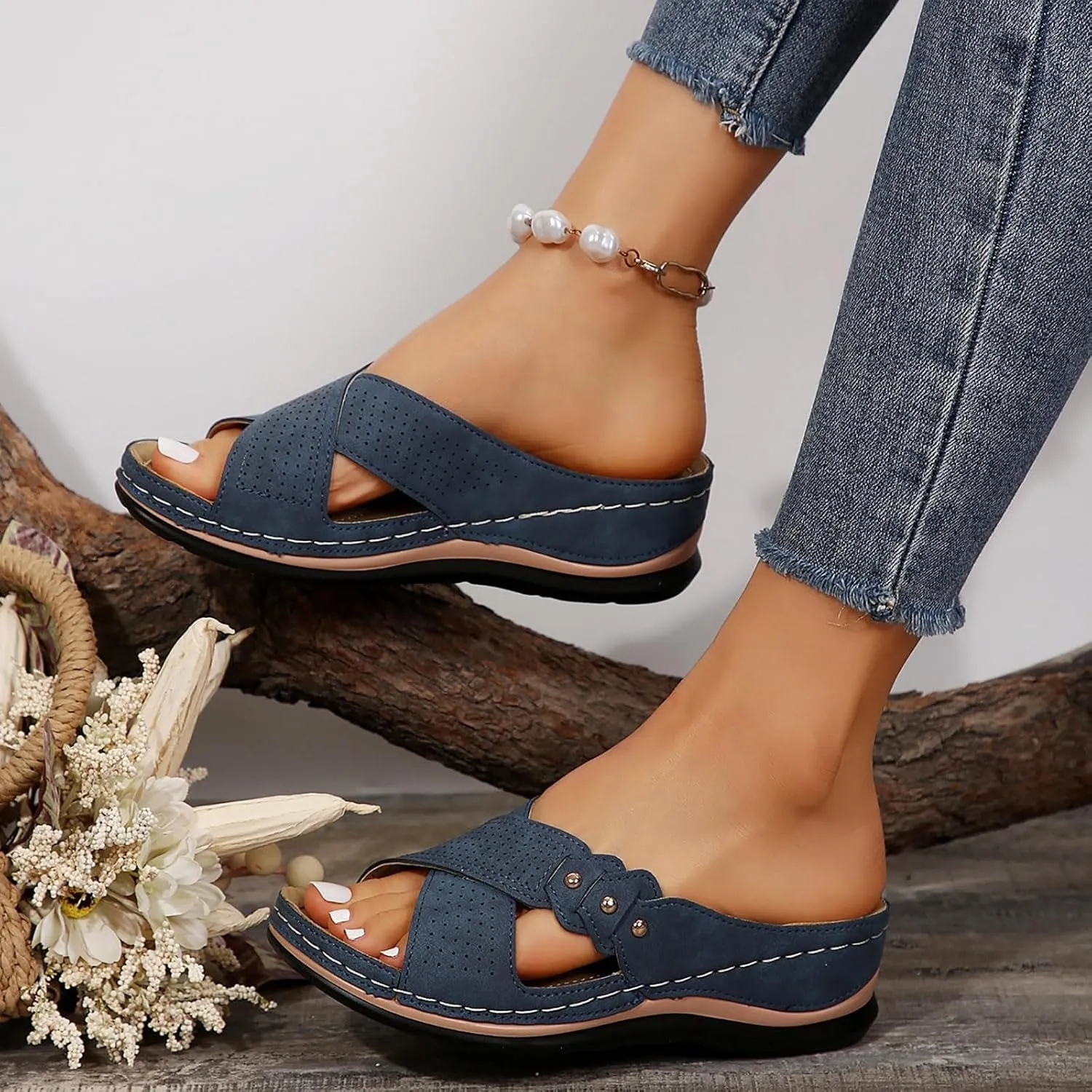 Orthopedic Sandals for Women Comfortable Dressy Wedge Spring Shoes Summer Vacation Arch Support Orthotic Open Toe Wedges 2025 Platform Sandal Fashion Slip On Flip Flops Casual Beach