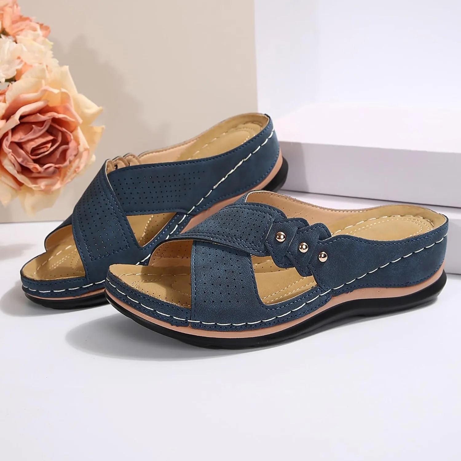 Orthopedic Sandals for Women Comfortable Dressy Wedge Spring Shoes Summer Vacation Arch Support Orthotic Open Toe Wedges 2025 Platform Sandal Fashion Slip On Flip Flops Casual Beach