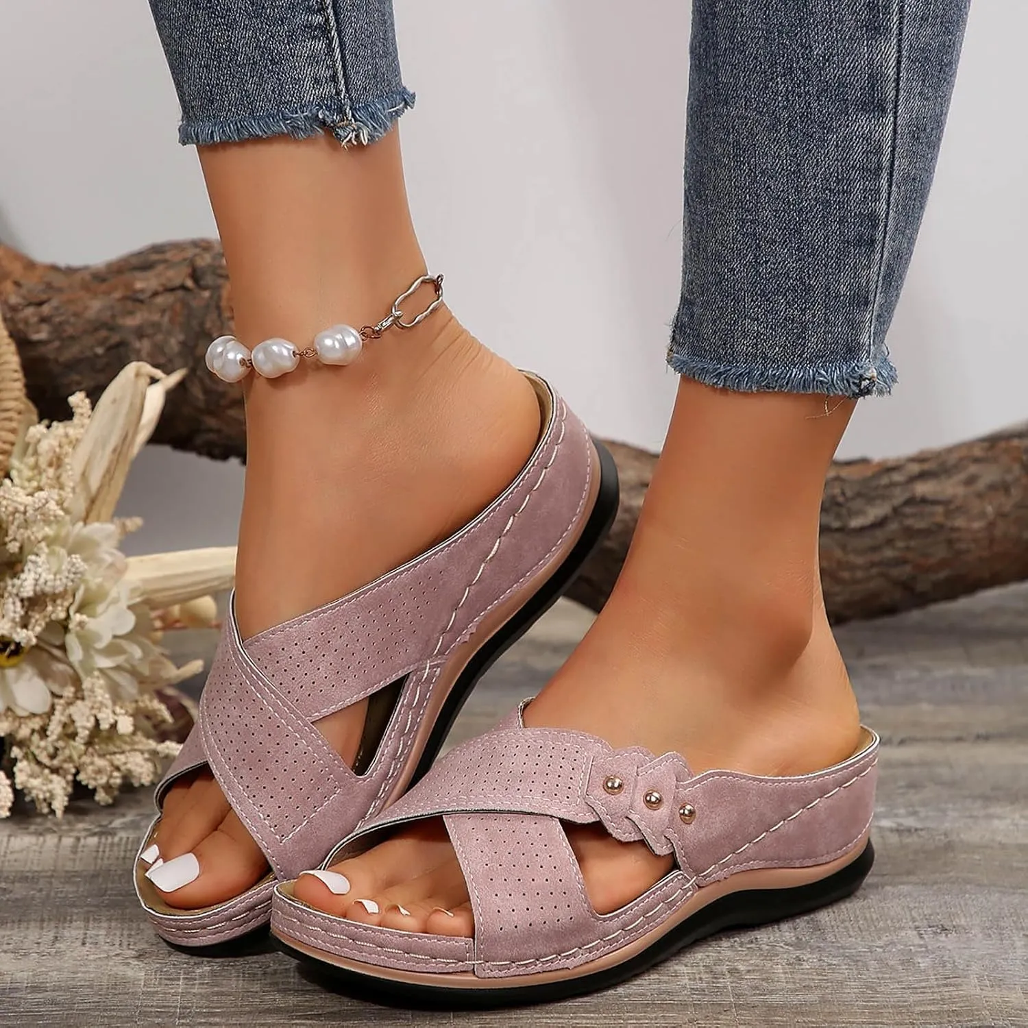 Orthopedic Sandals for Women Comfortable Dressy Wedge Spring Shoes Summer Vacation Arch Support Orthotic Open Toe Wedges 2025 Platform Sandal Fashion Slip On Flip Flops Casual Beach