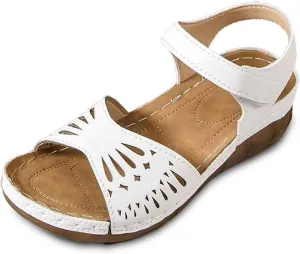 Orthopedic Sandals for Women Dressy Hollow Low Platform Sandals with Arch Support Comfortable Resort Walking Shoes
