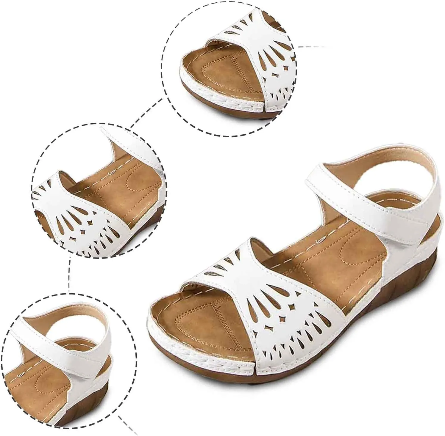 Orthopedic Sandals for Women Dressy Hollow Low Platform Sandals with Arch Support Comfortable Resort Walking Shoes