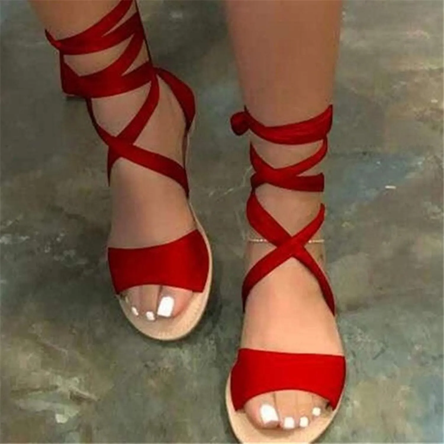 Orthopedic Sandals For Women Hollow Rope Strap Fashion Size Roman Large Women's Flat Sandals Womens Dressy