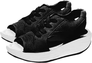 Orthopedic Sandals for Women Tennis Cutout Sport Platform Shoes Lace Up Muffin Sneaker Casual Beach Outdoor Walk Shoes