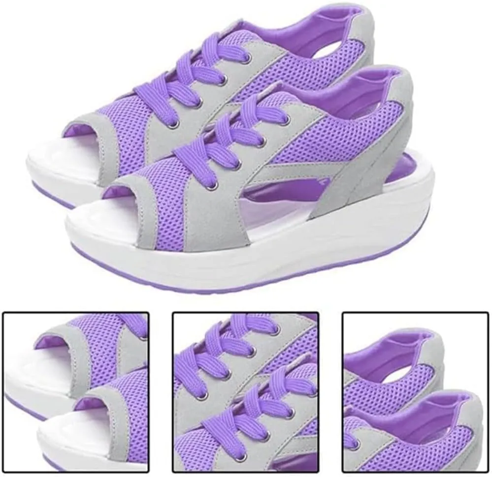 Orthopedic Sandals for Women Tennis Cutout Sport Platform Shoes Lace Up Muffin Sneaker Casual Beach Outdoor Walk Shoes