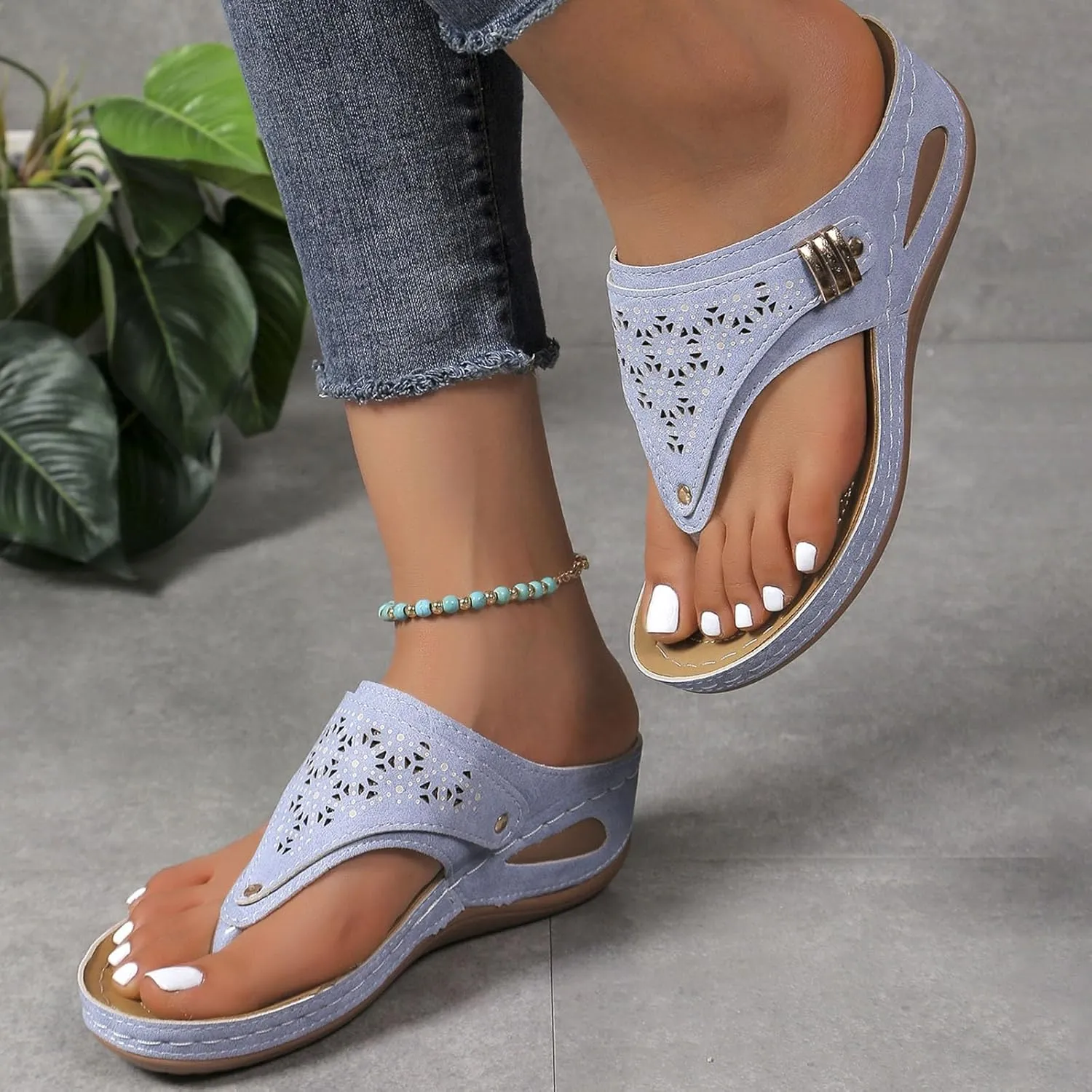 Orthopedic Sandals for Women Women Summer Dressy Comfortable Sandals Arch Support Wedge Flip Flops Casual Beach Slippers