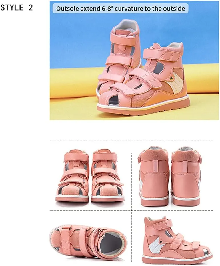 Orthopedic Shoes for Children with Flat Foot Corrective Insoles,Summer High-Top Pink Sandals for Toddlers and Kids First Walking Shoes