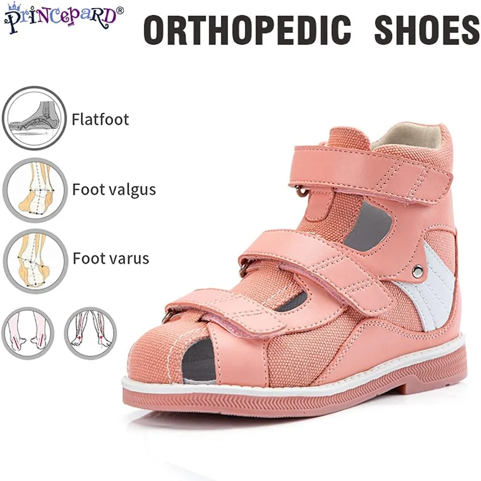 Orthopedic Shoes for Children with Flat Foot Corrective Insoles,Summer High-Top Pink Sandals for Toddlers and Kids First Walking Shoes