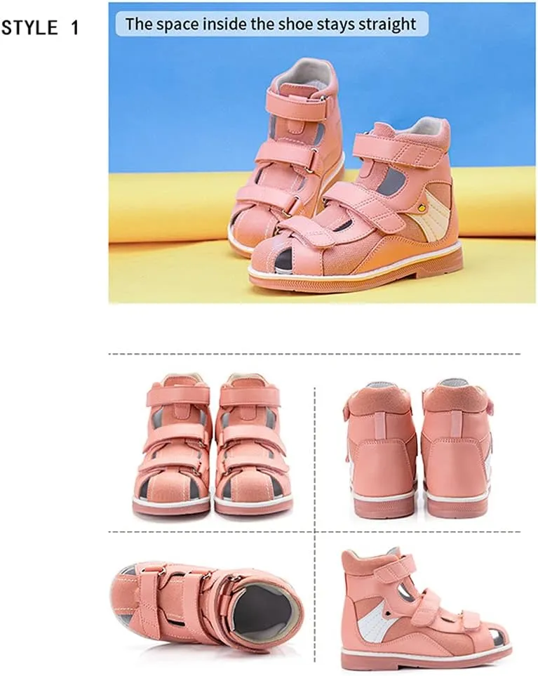 Orthopedic Shoes for Children with Flat Foot Corrective Insoles,Summer High-Top Pink Sandals for Toddlers and Kids First Walking Shoes