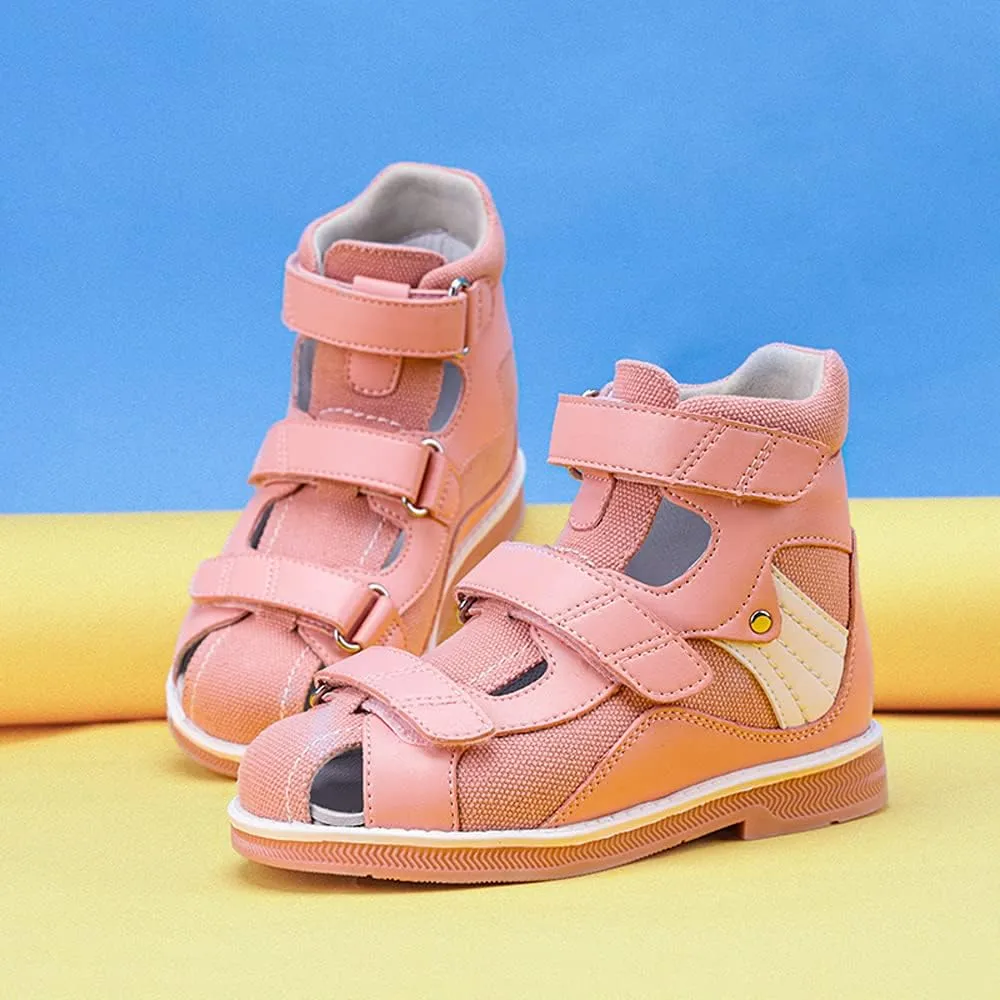 Orthopedic Shoes for Children with Flat Foot Corrective Insoles,Summer High-Top Pink Sandals for Toddlers and Kids First Walking Shoes