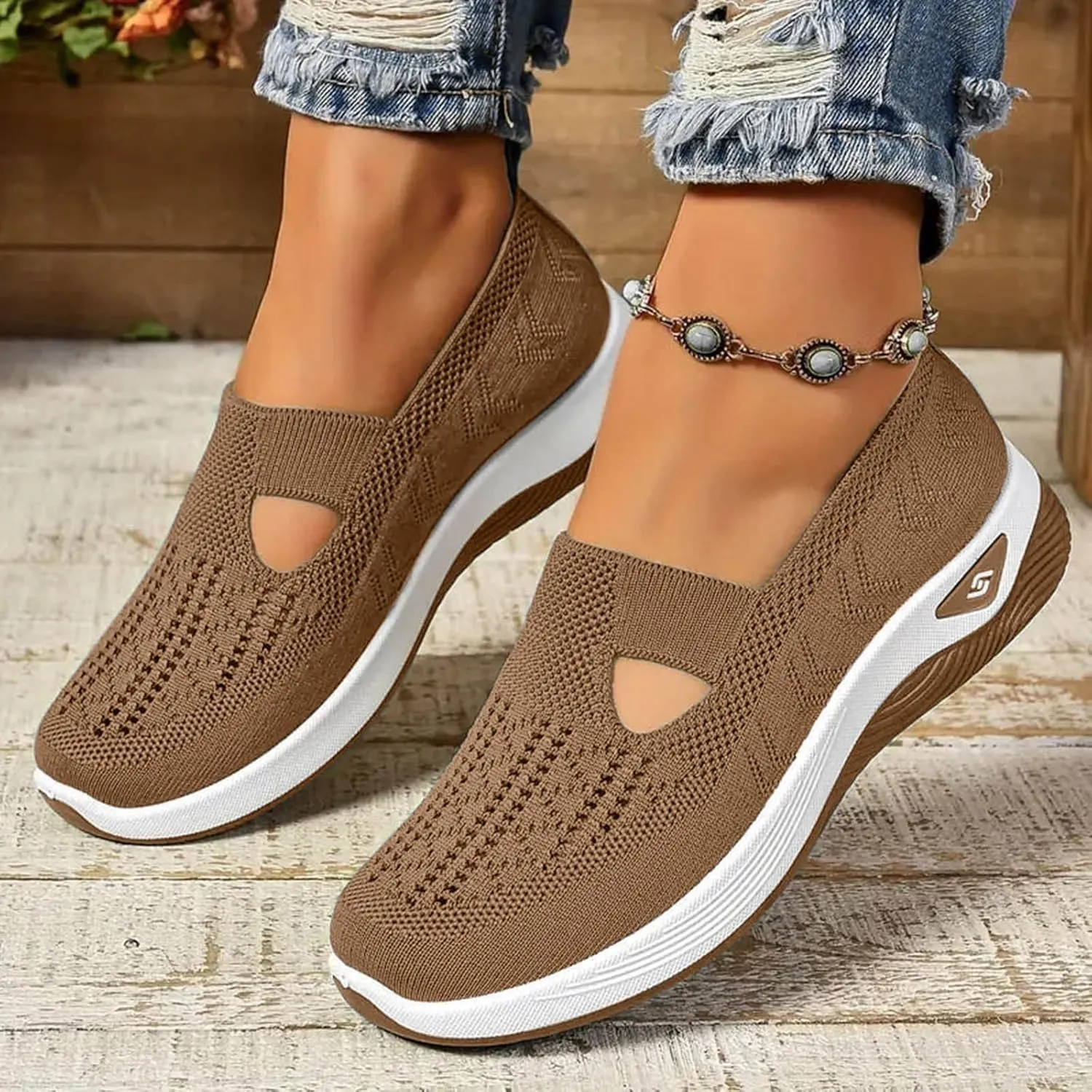 Orthopedic Shoes for Women Sandals,Womens Wide Width Breathable Walking Comfortable Slip on Sneakers Non Slip Lightweight Sneaker
