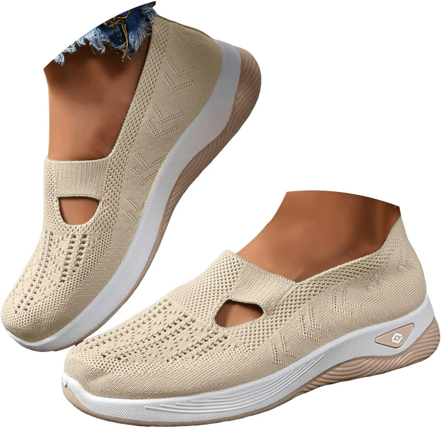 Orthopedic Sneakers for Women 2025 Womens Orthotic Sneaker Woven Breathable Running Shoes Arch Support Walking Shoe Soft Sole Slip On Shoes Cloud Slide for All Day Wear