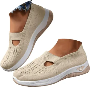 Orthopedic Sneakers for Women 2025 Womens Orthotic Sneaker Woven Breathable Running Shoes Arch Support Walking Shoe Soft Sole Slip On Shoes Cloud Slide for All Day Wear