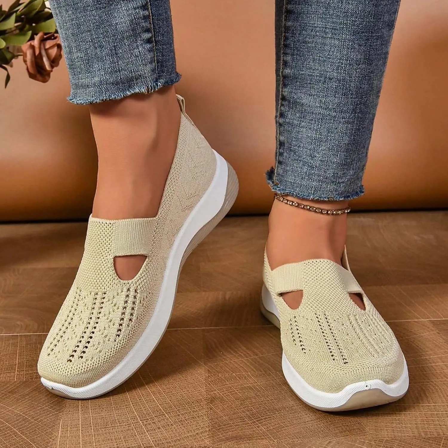 Orthopedic Sneakers for Women 2025 Womens Orthotic Sneaker Woven Breathable Running Shoes Arch Support Walking Shoe Soft Sole Slip On Shoes Cloud Slide for All Day Wear