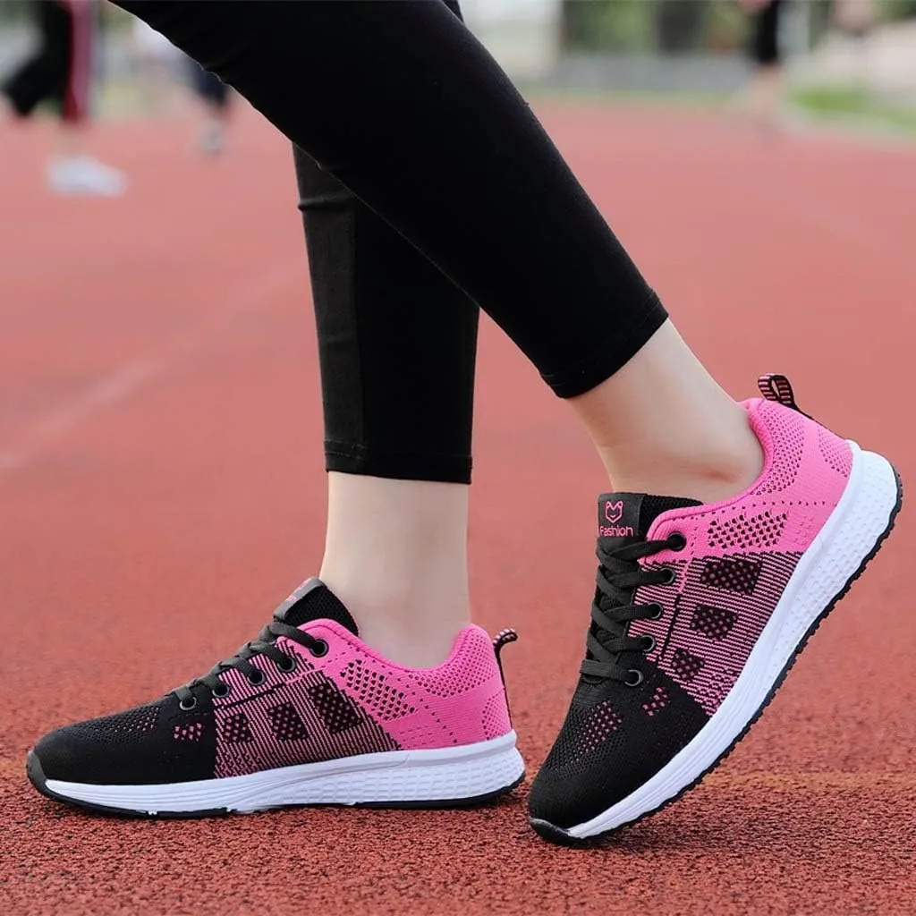 Orthopedic Tennis Shoes for Women Mesh Lace-Up Casual Sneakers Comfortable Non Slip Cushion Sneakers Wide Width Running Shoes