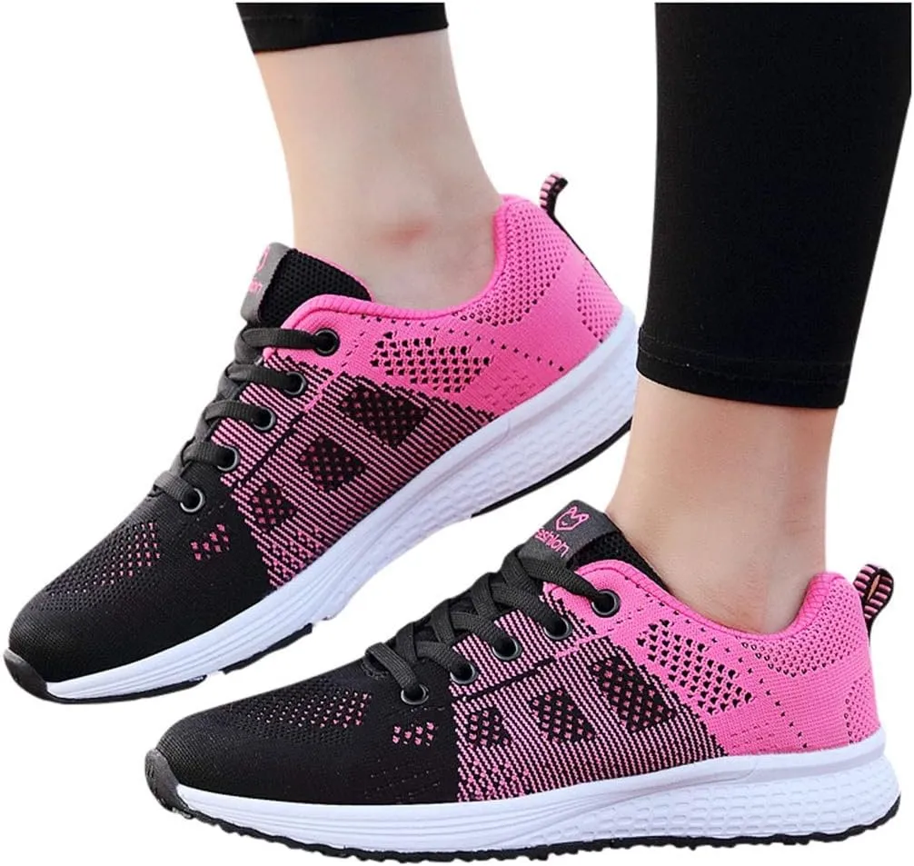 Orthopedic Tennis Shoes for Women Mesh Lace-Up Casual Sneakers Comfortable Non Slip Cushion Sneakers Wide Width Running Shoes