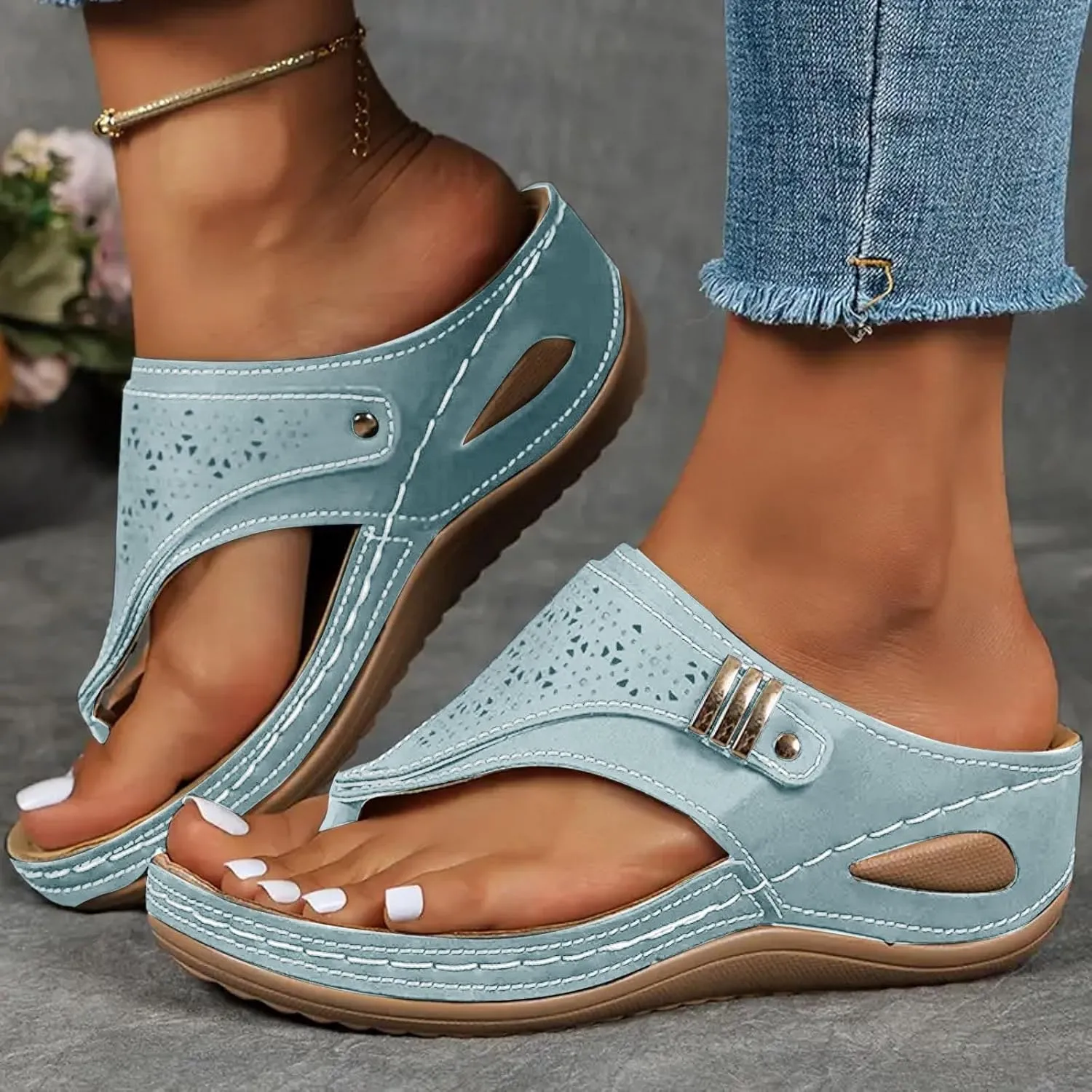 Orthopedic Wedge Sandals for Women 2025 Dressy Summer Comfortable Sandals Arch Support Wedges Non Slip Flip Flops