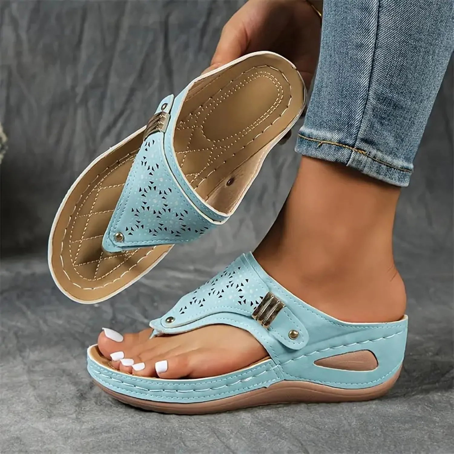 Orthopedic Wedge Sandals for Women 2025 Dressy Summer Comfortable Sandals Arch Support Wedges Non Slip Flip Flops