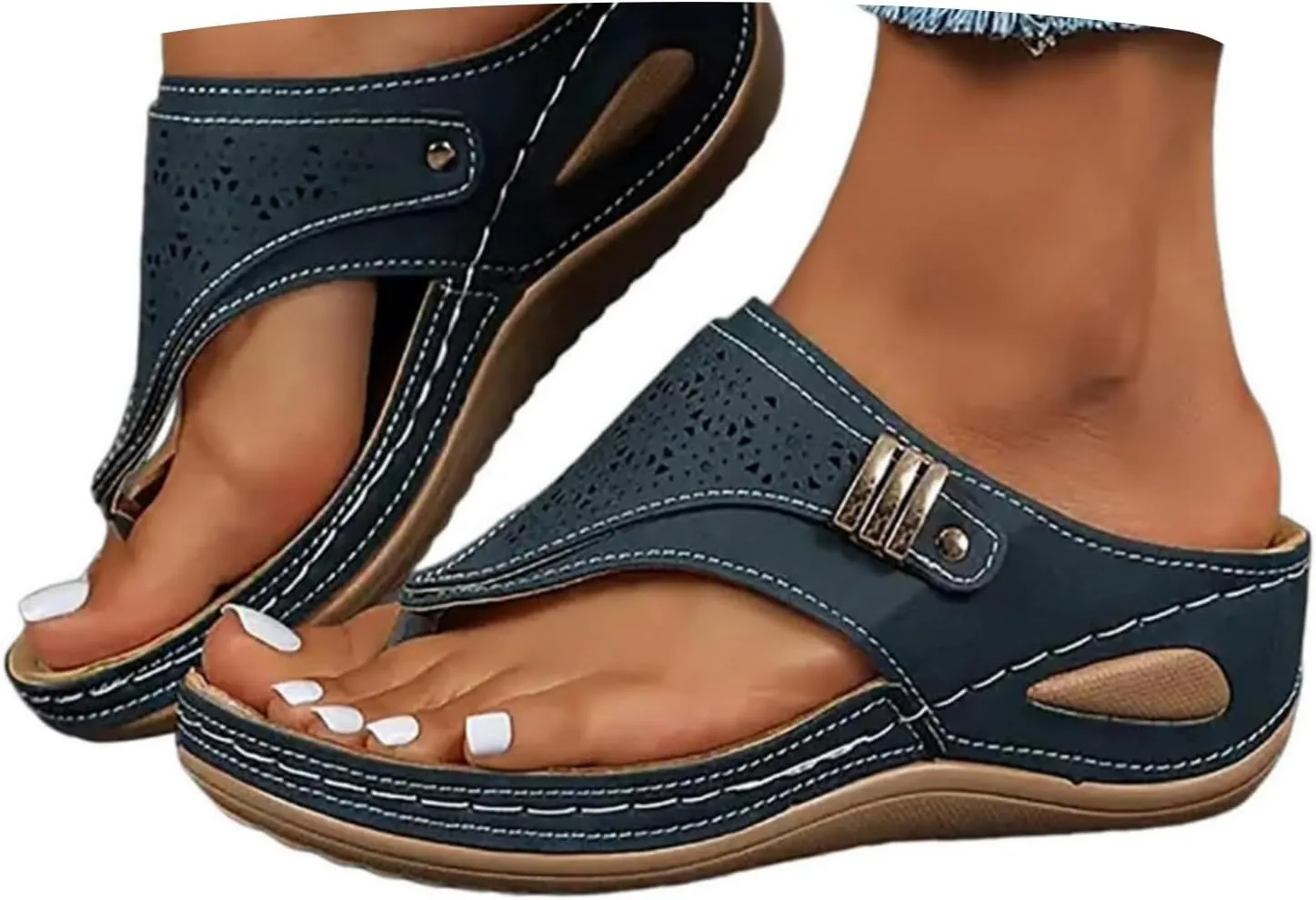 Orthopedic Wedge Sandals for Women 2025 Dressy,Womens Summer Sandals Comfortable Sandal Trendy Arch Support Wedge Flip Flops Breathable Beach Shoes,