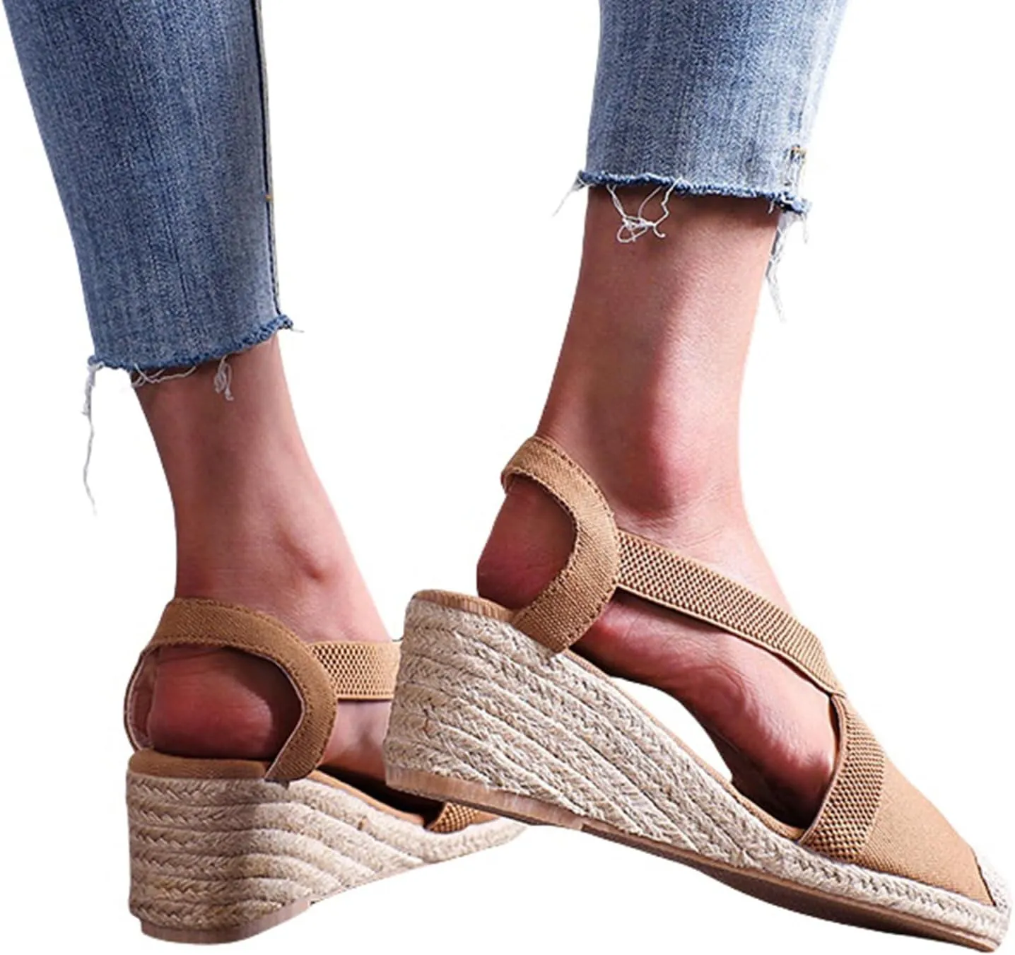 Orthopedic Wedge Sandals for Women Comfortable Closed Toe Slides Sandal Crisscross Elastic Ankle Strap Platform Sandals for Summer and Daily Wear