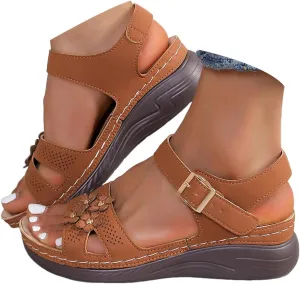 Orthopedic Wide Sandals for Women 2025, Dressy Arch Support Wedge Sandals Walking Open Toe Ankle Strap Platform Shoes