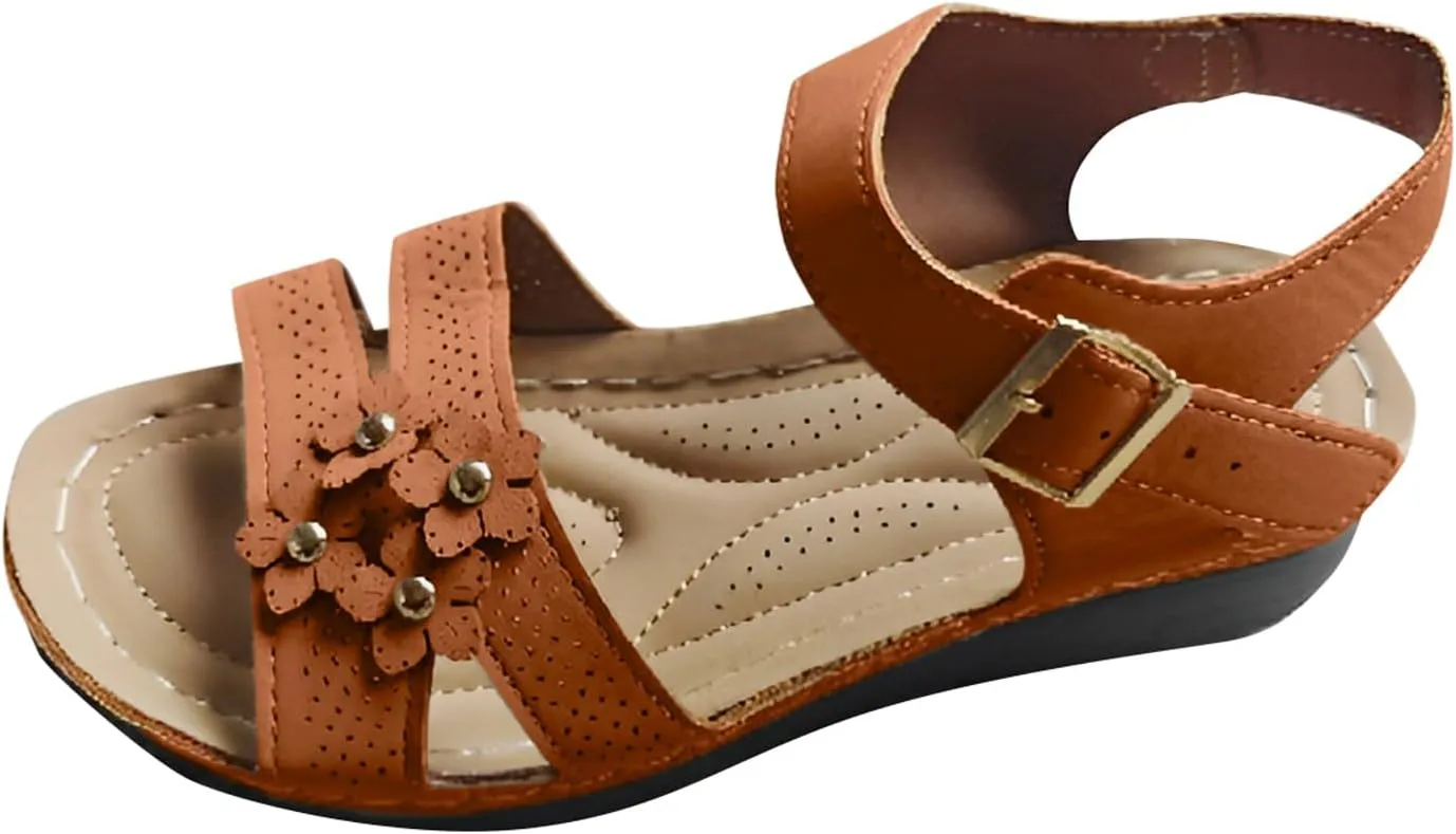 Orthopedic Wide Sandals for Women 2025, Dressy Arch Support Wedge Sandals Walking Open Toe Ankle Strap Platform Shoes