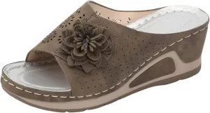 Orthowalkway Platform Sandals Women Wide Width,Vintage Flower Orthopedic Slippers Slip On Wedges Heels Dressy Sandals