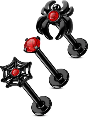 OUFER 16G Lip Rings, 316L Stainless Steel Lip Piercing Jewelry, Internally Threaded Spider Labret Lip Jewelry, Helix Piercing Jewelry, Lip Rings For Women Men