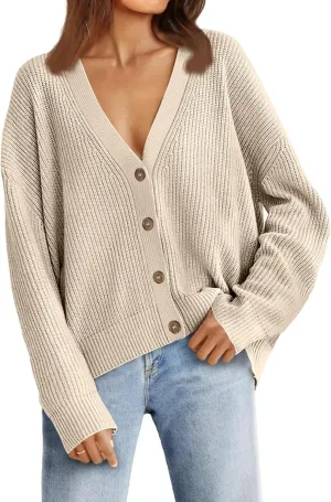 Oversized Sweaters for Women Plus Size Floral Print Long Sleeve Open Front Button Down V Neck Knitted Cardigan