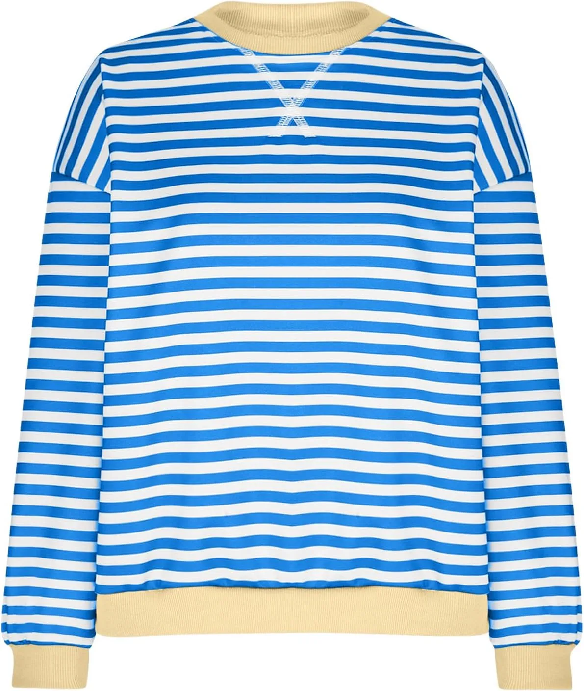 Oversized Sweatshirt Shirts for Women 2024 Fall Long Sleeve Crewneck Pullover Tops Causal Loose Striped Blouse