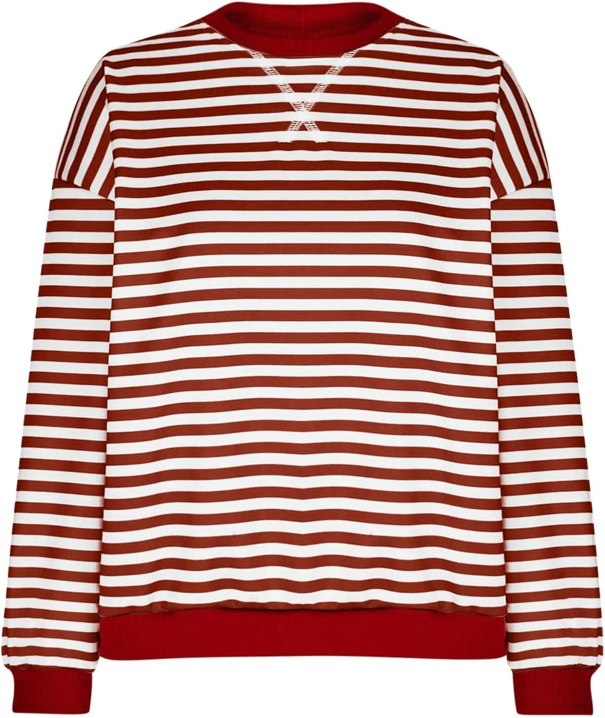 Oversized Sweatshirt Shirts for Women 2024 Fall Long Sleeve Crewneck Pullover Tops Causal Loose Striped Blouse